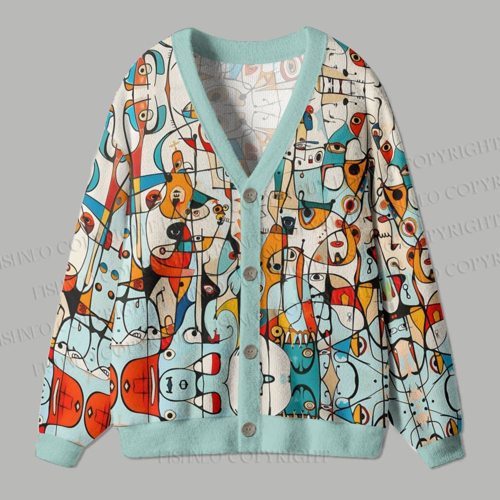 Joan Miró Style Ugly Cardigan Sweater