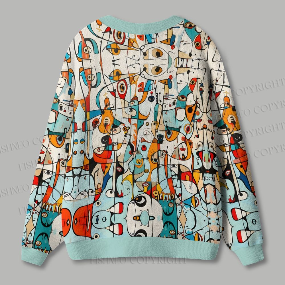 Joan Miró Style Ugly Cardigan Sweater