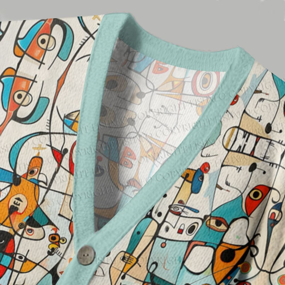 Joan Miró Style Ugly Cardigan Sweater
