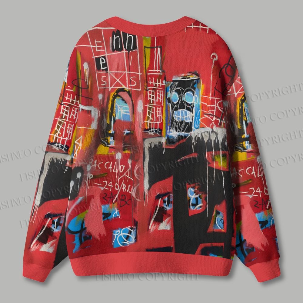 Jean-Michel Basquiat Graffiti Ugly Cardigan Sweater
