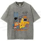 Unisex Jean-Michel Basquiat Graffiti Printed Washed Tee