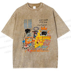 Unisex Jean-Michel Basquiat Graffiti Printed Washed Tee