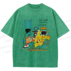 Unisex Jean-Michel Basquiat Graffiti Printed Washed Tee