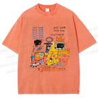 Unisex Jean-Michel Basquiat Graffiti Printed Washed Tee