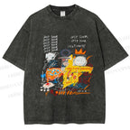 Unisex Jean-Michel Basquiat Graffiti Printed Washed Tee