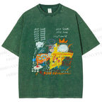 Unisex Jean-Michel Basquiat Graffiti Printed Washed Tee