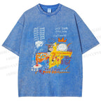 Unisex Jean-Michel Basquiat Graffiti Printed Washed Tee