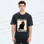 Unisex I Love Black Cats Printed Washed Tee