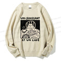 Unisex French Cafe Cat Printed Sweatshirt