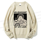 Unisex French Cafe Cat Printed Sweatshirt
