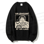 Unisex French Cafe Cat Printed Sweatshirt