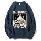 Unisex French Cafe Cat Printed Sweatshirt
