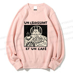 Unisex French Cafe Cat Printed Sweatshirt