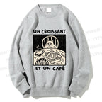 Unisex French Cafe Cat Printed Sweatshirt