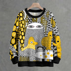 Yellow Abstract Doodle Crew Neck Sweater