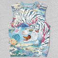 Unisex White Tiger in Water Printed Tank Top