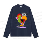 Unisex Fortunato Depero Geometric Rooster Toy Casual Cotton Printed Long Sleeve T-shirt
