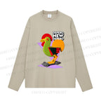 Unisex Fortunato Depero Geometric Rooster Toy Casual Cotton Printed Long Sleeve T-shirt