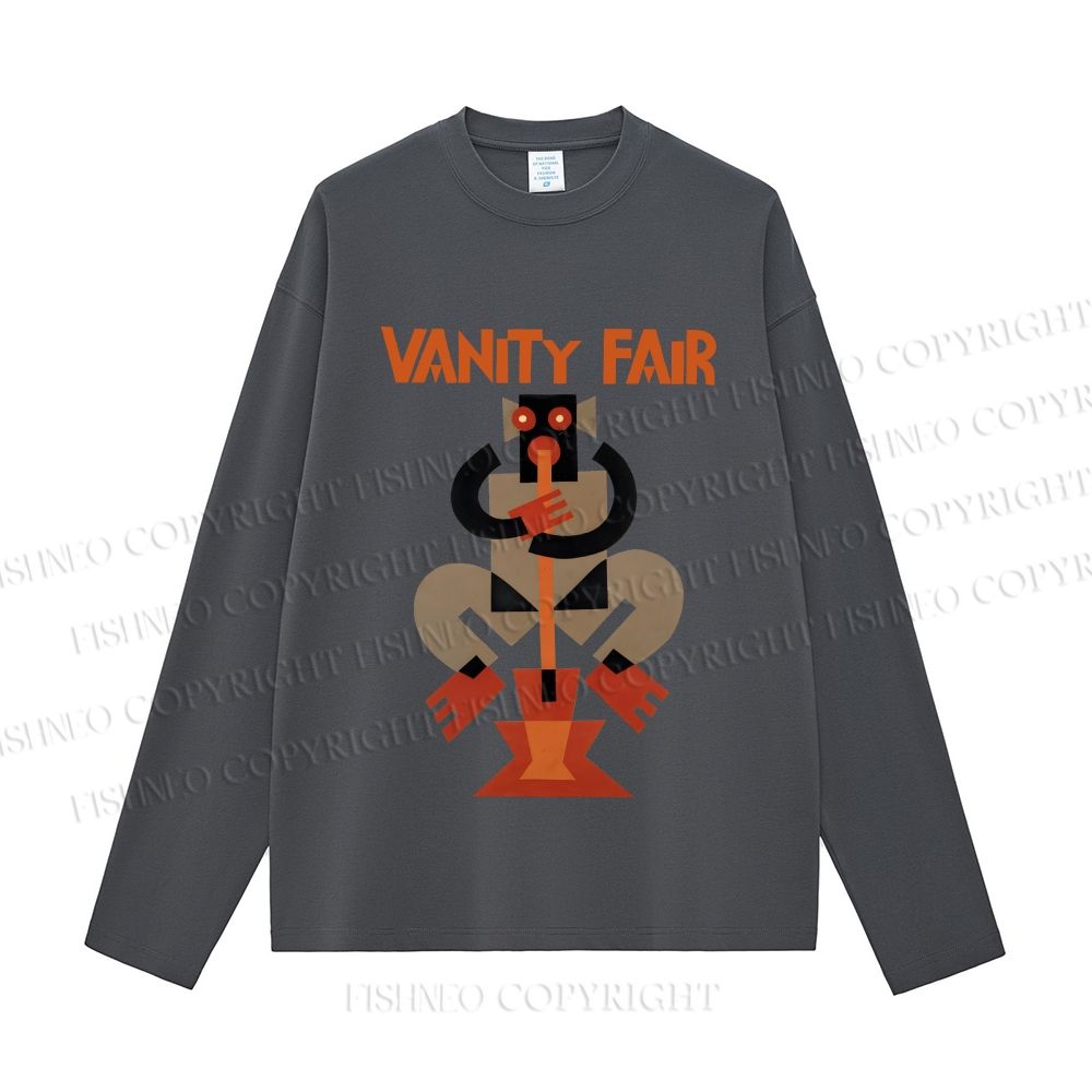 Unisex Fortunato Depero Geometric Monkey Casual Cotton Printed Long Sleeve T-shirt