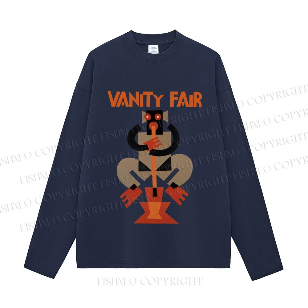 Unisex Fortunato Depero Geometric Monkey Casual Cotton Printed Long Sleeve T-shirt