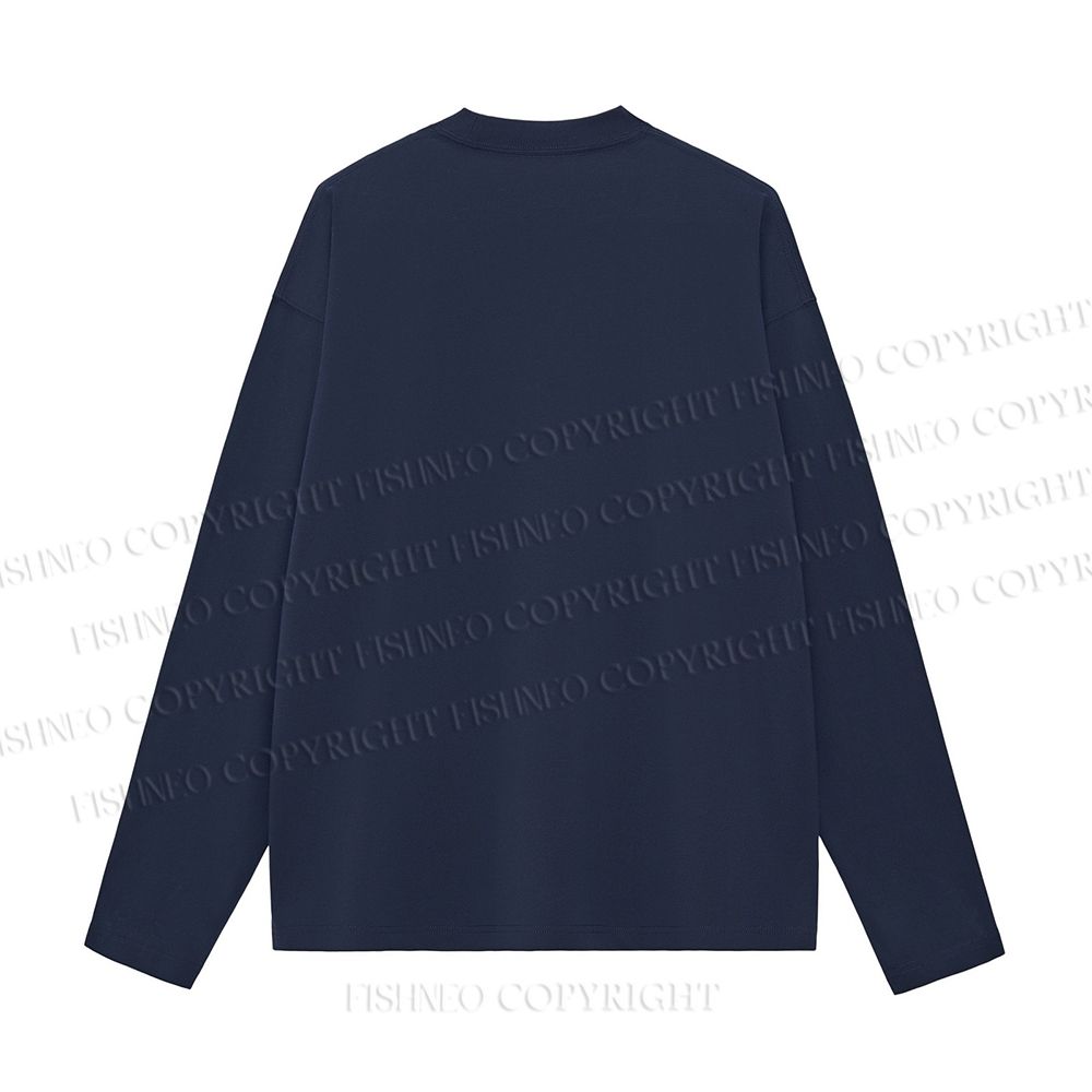 Unisex Astronaut Tintin Casual Cotton Printed Long Sleeve T-shirt