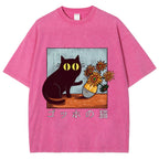 Cat Vincent Van Gogh Vintage Wash Japanese Design T-Shirt