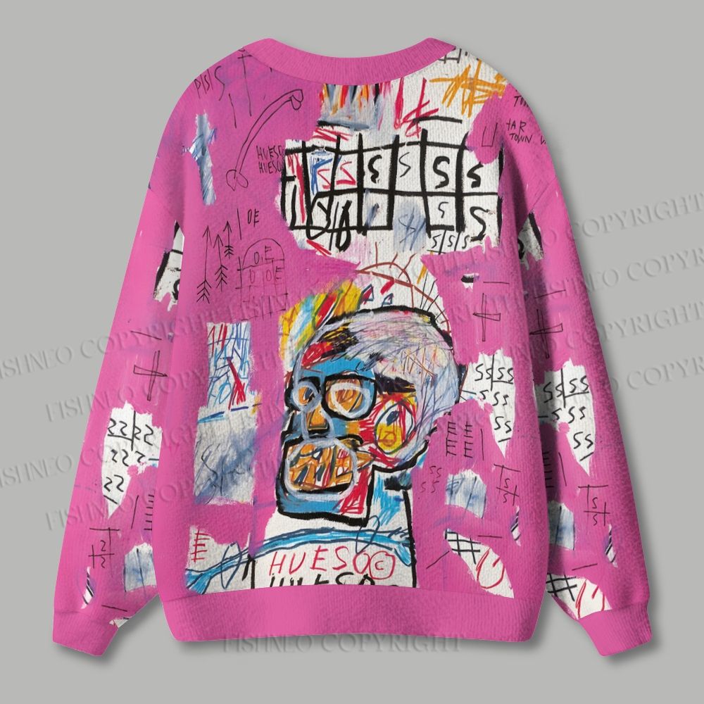 Jean-Michel Basquiat Graffiti Ugly Cardigan Sweater