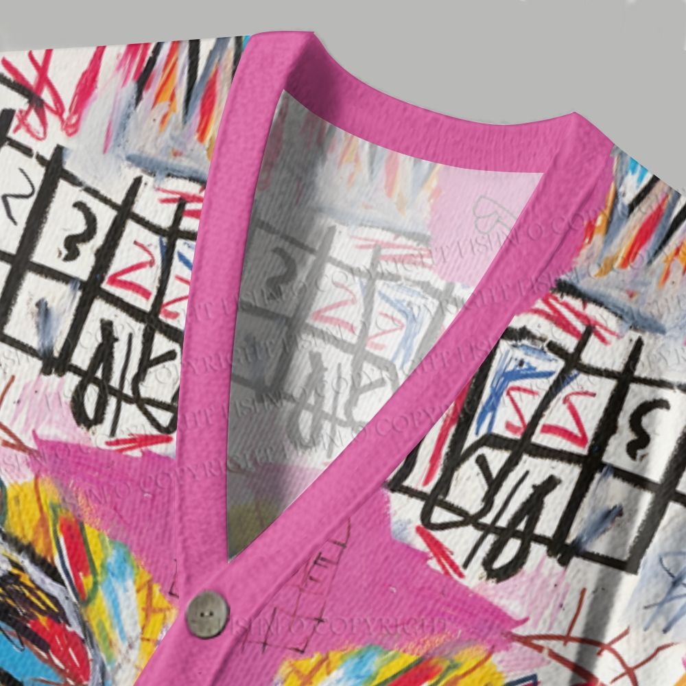 Jean-Michel Basquiat Graffiti Ugly Cardigan Sweater
