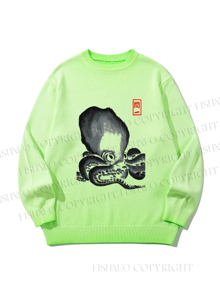 Unisex Octopus Gradient Casual Sweater