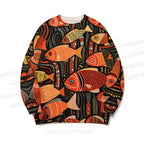 Orange Fish Core-spun yarn long-sleeve sweater
