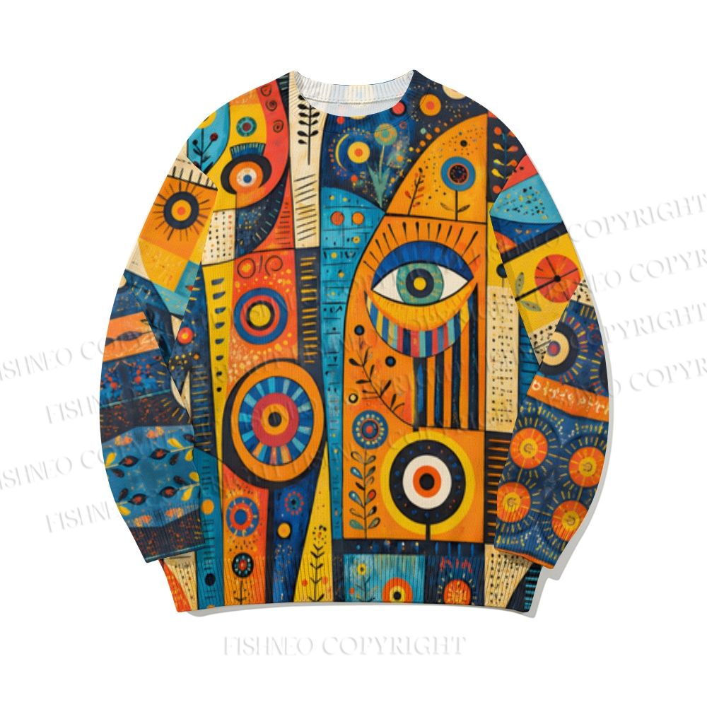 Eye Graffiti Art Core-spun yarn long-sleeve sweater