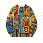 Eye Graffiti Art Core-spun yarn long-sleeve sweater