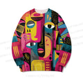 Abstract Eyes Art Core-spun yarn long-sleeve sweater