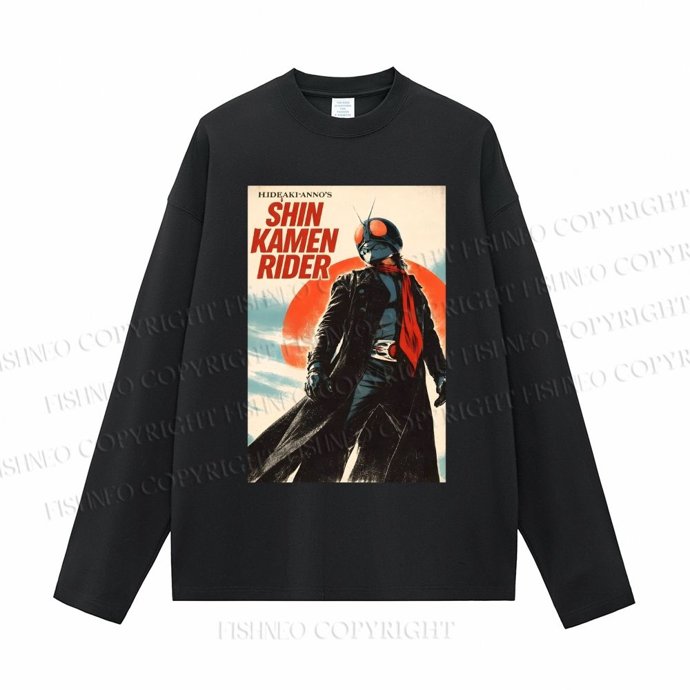 Unisex Shin Kamen Rider Casual Cotton Printed Long Sleeve T-shirt