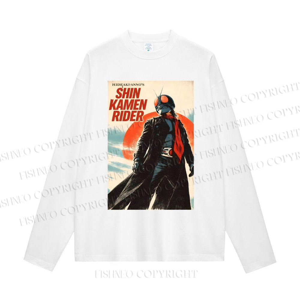 Unisex Shin Kamen Rider Casual Cotton Printed Long Sleeve T-shirt