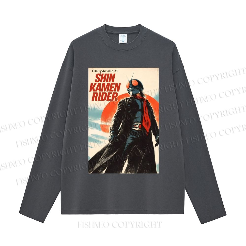 Unisex Shin Kamen Rider Casual Cotton Printed Long Sleeve T-shirt
