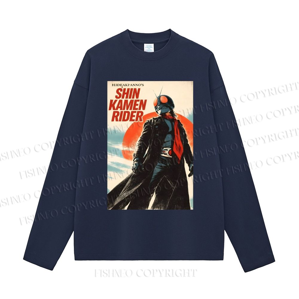Unisex Shin Kamen Rider Casual Cotton Printed Long Sleeve T-shirt