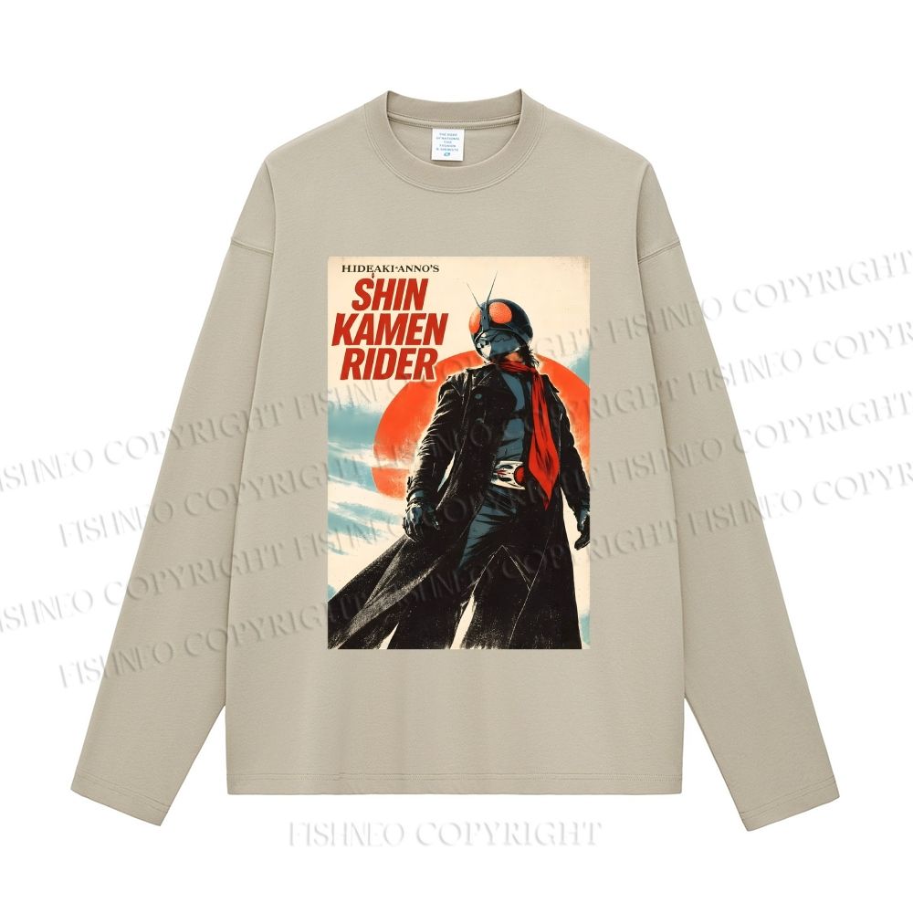Unisex Shin Kamen Rider Casual Cotton Printed Long Sleeve T-shirt