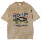 Unisex Turtle CD Printed Washed Tee