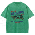 Unisex Turtle CD Printed Washed Tee