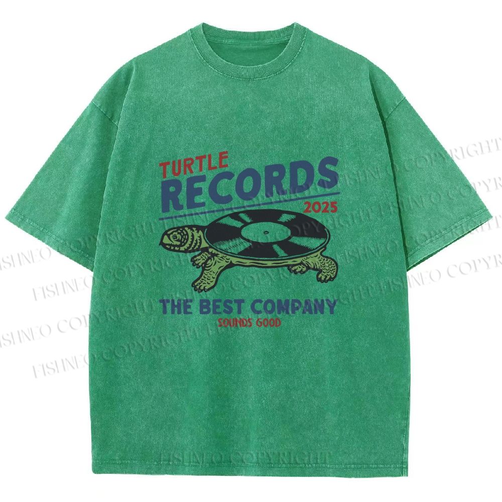 Unisex Turtle CD Printed Washed Tee