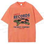 Unisex Turtle CD Printed Washed Tee