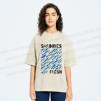 Unisex Fresh Sardines Printed Washed Tee