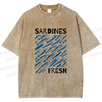 Unisex Fresh Sardines Printed Washed Tee