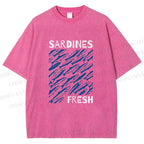 Unisex Fresh Sardines Printed Washed Tee