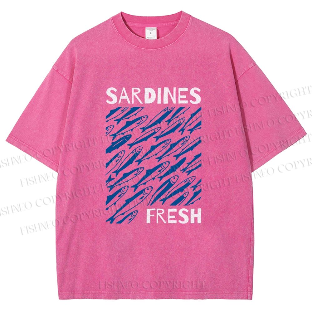 Unisex Fresh Sardines Printed Washed Tee