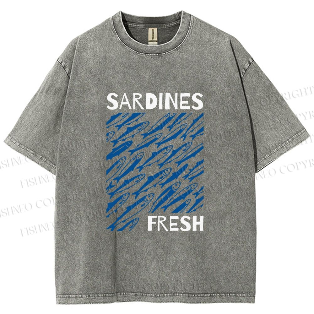 Unisex Fresh Sardines Printed Washed Tee