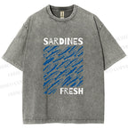Unisex Fresh Sardines Printed Washed Tee
