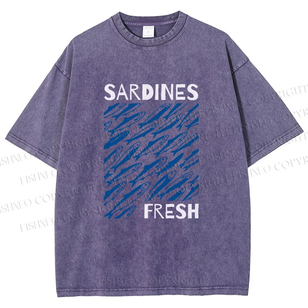Unisex Fresh Sardines Printed Washed Tee