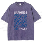 Unisex Fresh Sardines Printed Washed Tee